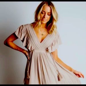 Baltic Born Jennifer Sand Deep V Maxi Dress